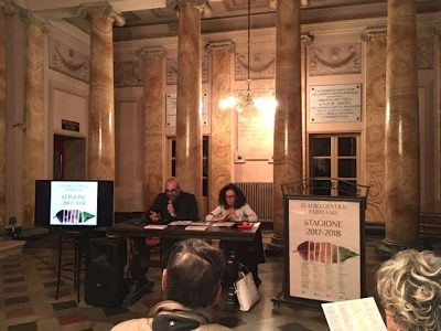 Il pres. Amat Santini e l'assessora alla cultura Venanzoni davanti ai giornalisti