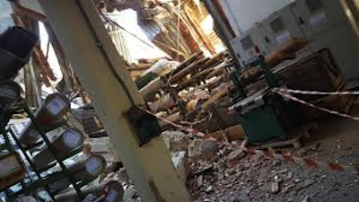 La sede di Pioraco dopo il sisma