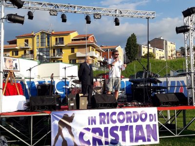 Sul palco Antoine con Francesco MerloniSul palco Antoine con Francesco Merloni